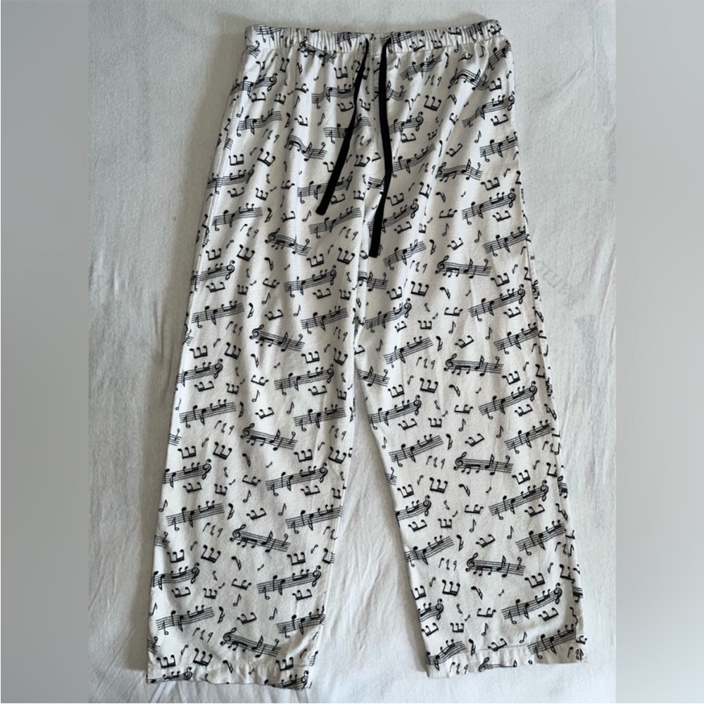 100% Cotton Flannel Pajama Pants Music Notes Size Large